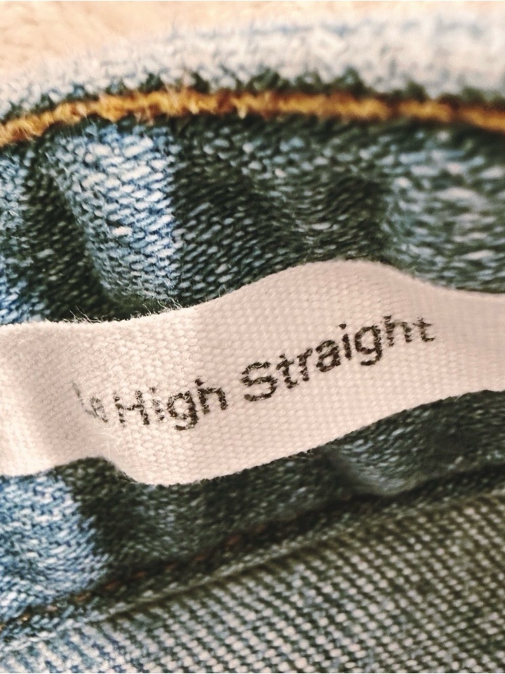 FRAME Le High Straight Tie Waist Jeans Frayed Hem Faded Blue Wash, Size 25 - Picture 9 of 12